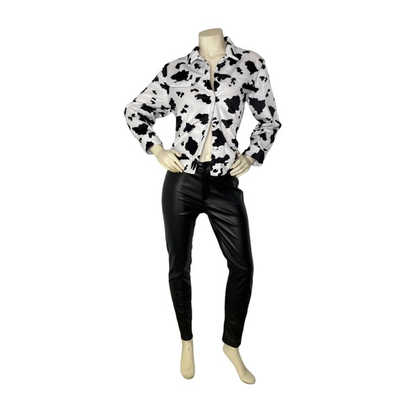 STEVEN ROSS Vintage Cow Print Faux Fur Button Down Shacket Jacket Blazer, M - Picture 2 of 16